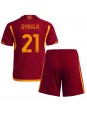 Billige AS Roma Paulo Dybala #21 Hjemmedraktsett Barn 2023-24 Kortermet (+ Korte bukser)